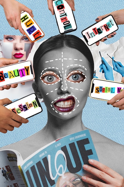 A composite image showing various social media platforms with overlaid icons of fake news and misinformation. The image highlights the role of social media in spreading false information.