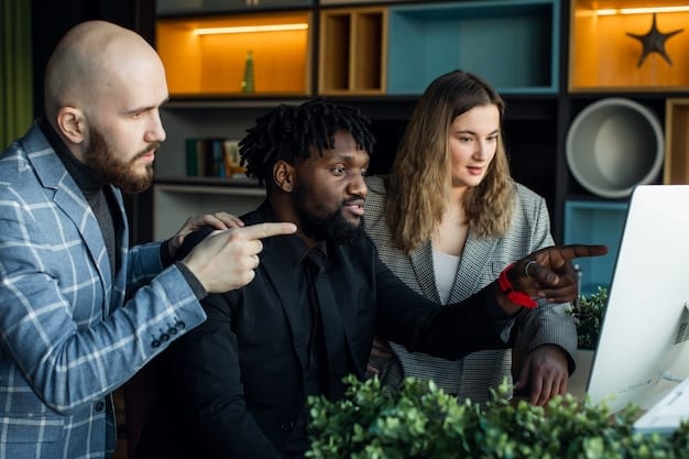 A diverse group of young adults in a modern, collaborative workspace, some looking at screens, others interacting, symbolizing a skilled future workforce in a dynamic economy.