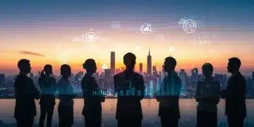 Predicting 2025's Investment Landscape: 5 Sectors Outperform Futuristic city skyline with financial data overlays, symbolizing 2025 investment growth