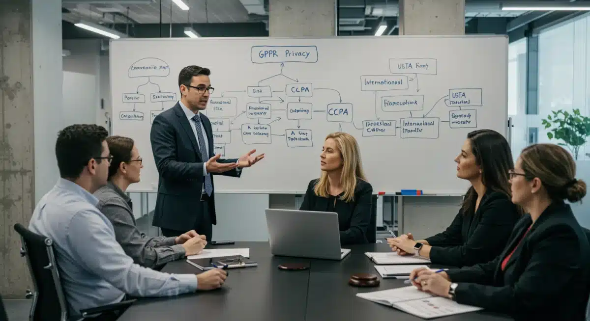 Data privacy expert discussing global regulations with US executives