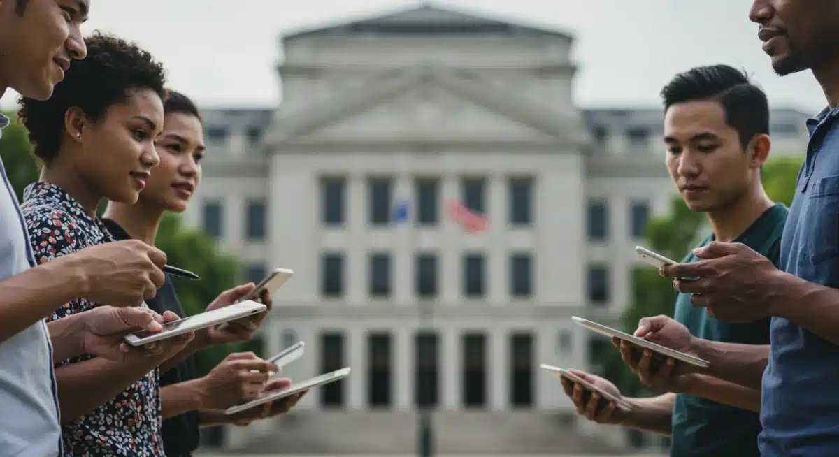 Citizens discussing digital rights and government surveillance policies