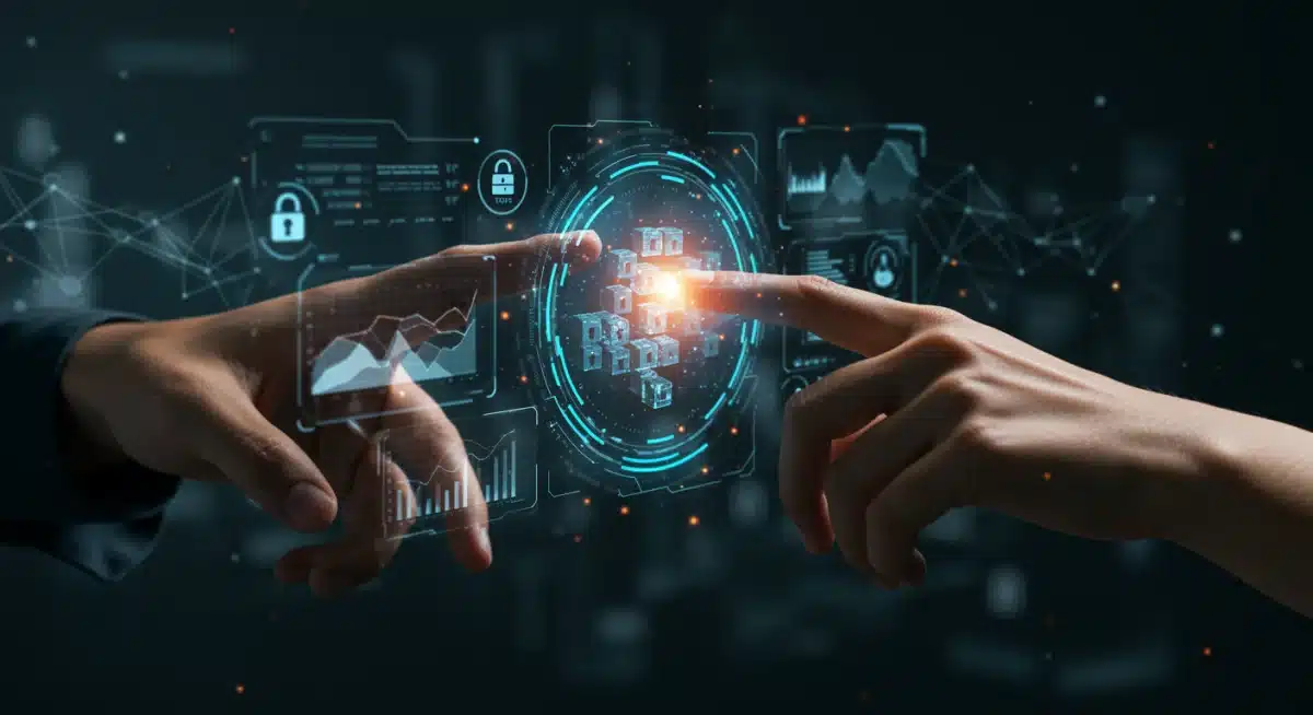 Encrypted digital ledger showcasing secure blockchain transactions and data integrity