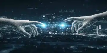 Abstract representation of ethical AI policy influencing innovation