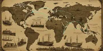 Tracing Roots: Supply Chain Vulnerabilities & 20th Century Disruptions Historical and modern supply chain vulnerabilities visualized, showing early 20th-century disruptions influencing today's global logistics.