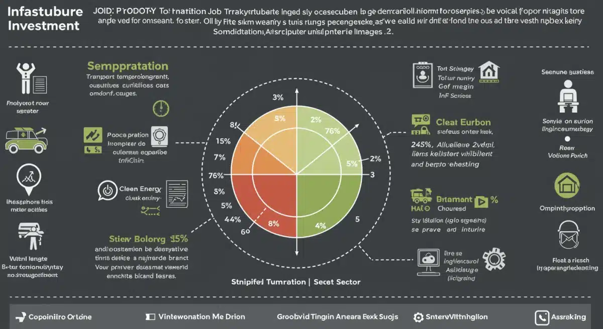 Infographic illustrating job creation across transportation, energy, and digital sectors due to infrastructure investment.