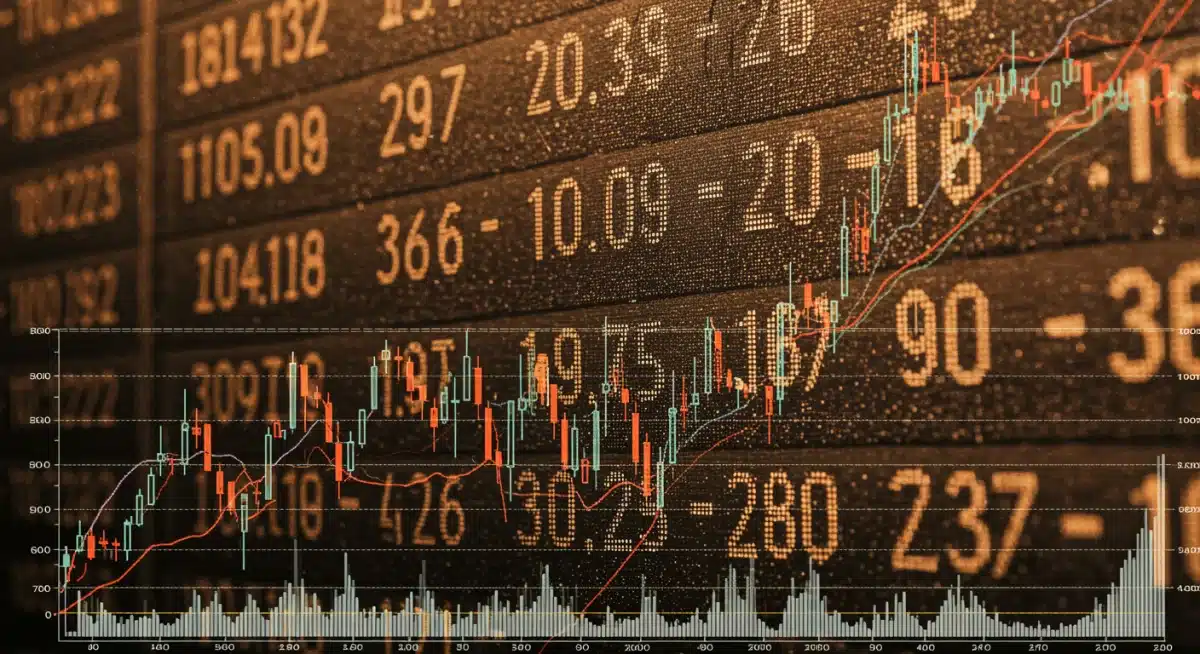 Historical stock market ticker tapes juxtaposed with modern digital financial graphs