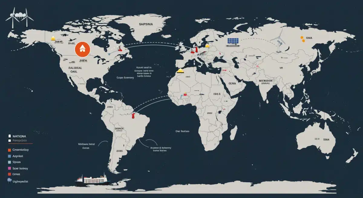 Complex global energy supply chain illustrating diverse sources and vulnerabilities for national security in 2025.