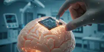 Neuralink brain chip implant in human brain model