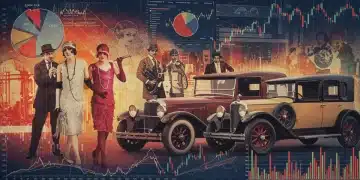 Roaring Twenties Revisited: Economic Lessons for 2025 Market Stylized image connecting 1920s economic boom with modern 2025 market analysis