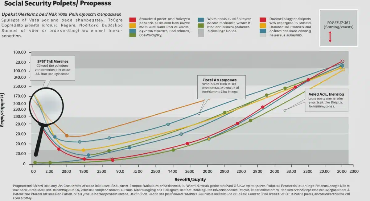 Infographic depicting Social Security policy proposals and solvency timeline