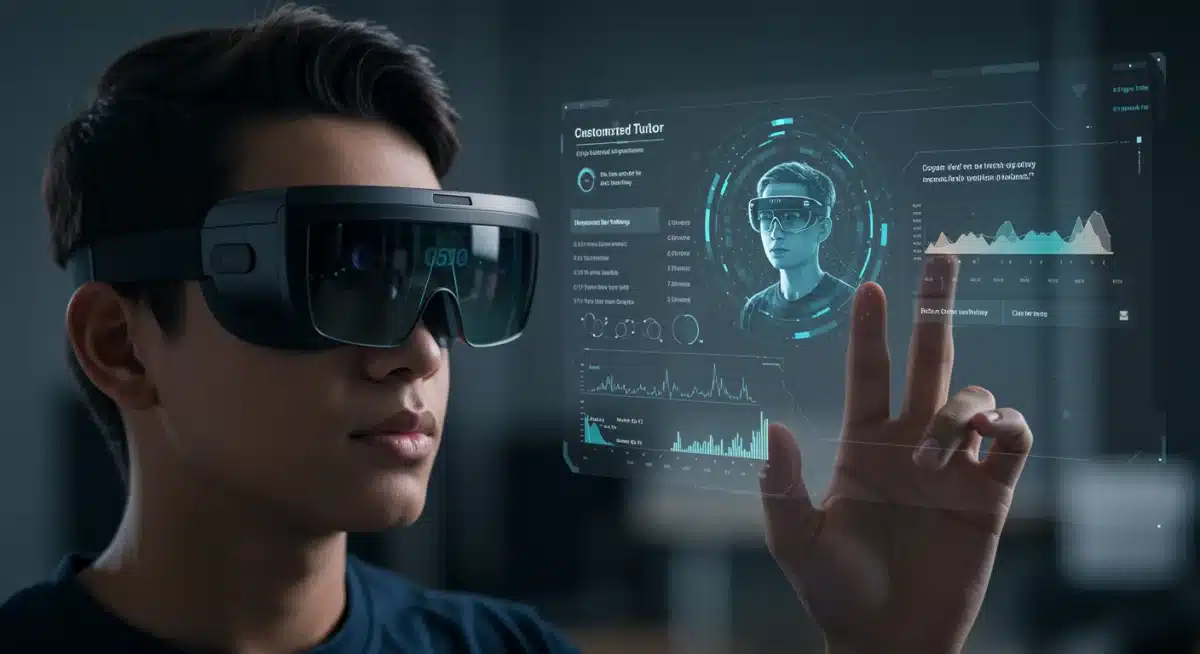 Student using augmented reality AI tutor for adaptive learning