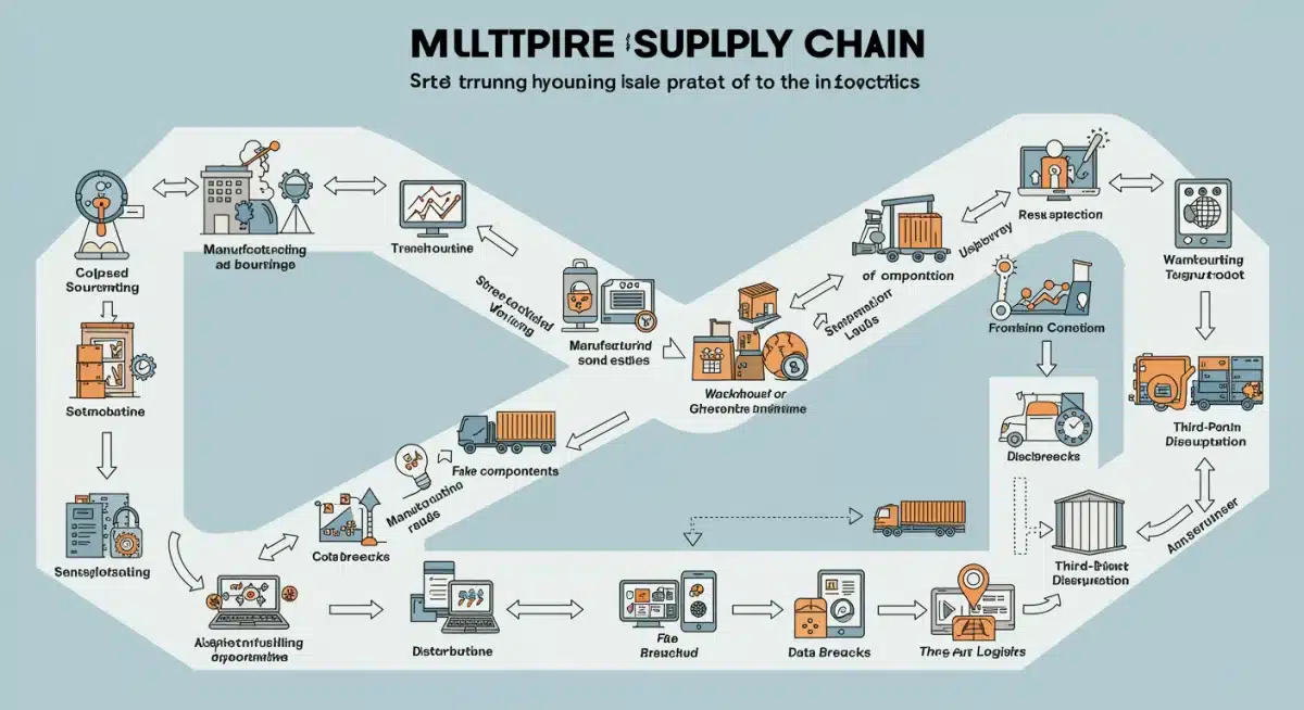 Infographic illustrating common cyber attack vectors in supply chain